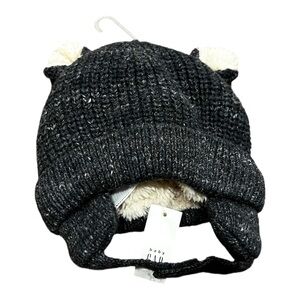 Baby GAP Sherpa Lined Beanie, Charcoal Gray, Size Newborn, NEW